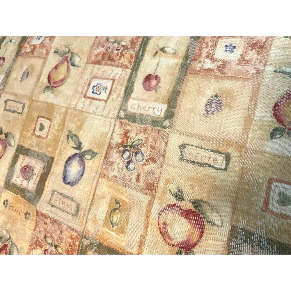 New Fruit Fabric Gold Tone Cotton Words Drapery Upholstery Shapes 30" x 42"